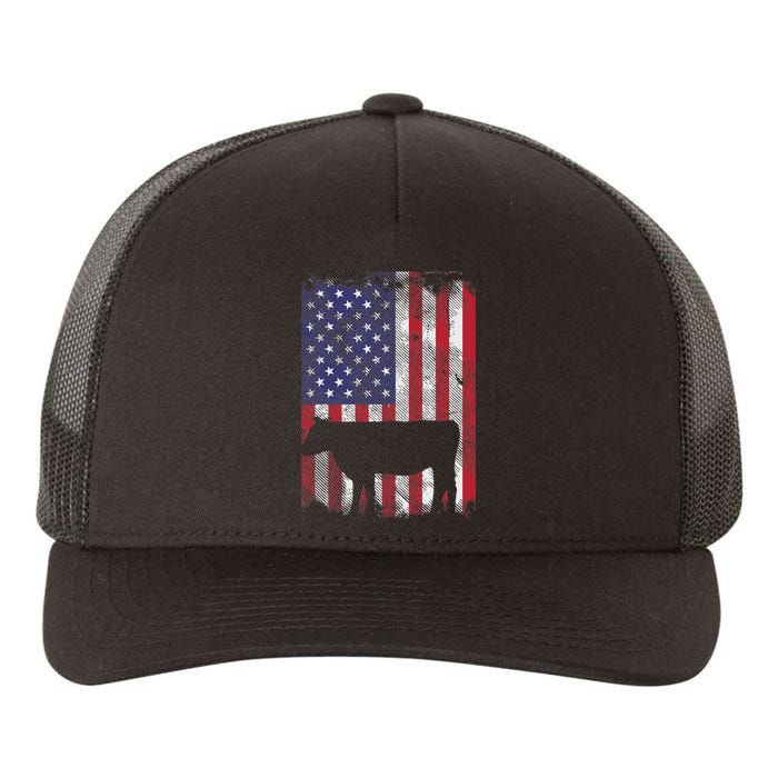 American Flag Cow Vintage Farm Animal Patriotic Farmer Gift Yupoong Adult 5-Panel Trucker Hat