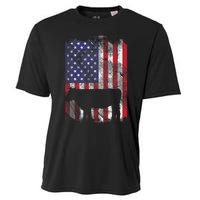 American Flag Cow Vintage Farm Animal Patriotic Farmer Gift Cooling Performance Crew T-Shirt