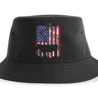 American Flag Cow Vintage Farm Animal Patriotic Farmer Gift Sustainable Bucket Hat