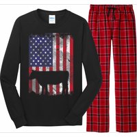 American Flag Cow Vintage Farm Animal Patriotic Farmer Gift Long Sleeve Pajama Set