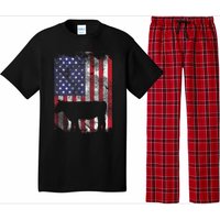 American Flag Cow Vintage Farm Animal Patriotic Farmer Gift Pajama Set