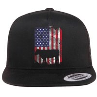 American Flag Cow Vintage Farm Animal Patriotic Farmer Gift Flat Bill Trucker Hat