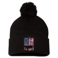 American Flag Cow Vintage Farm Animal Patriotic Farmer Gift Pom Pom 12in Knit Beanie