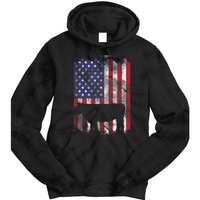 American Flag Cow Vintage Farm Animal Patriotic Farmer Gift Tie Dye Hoodie