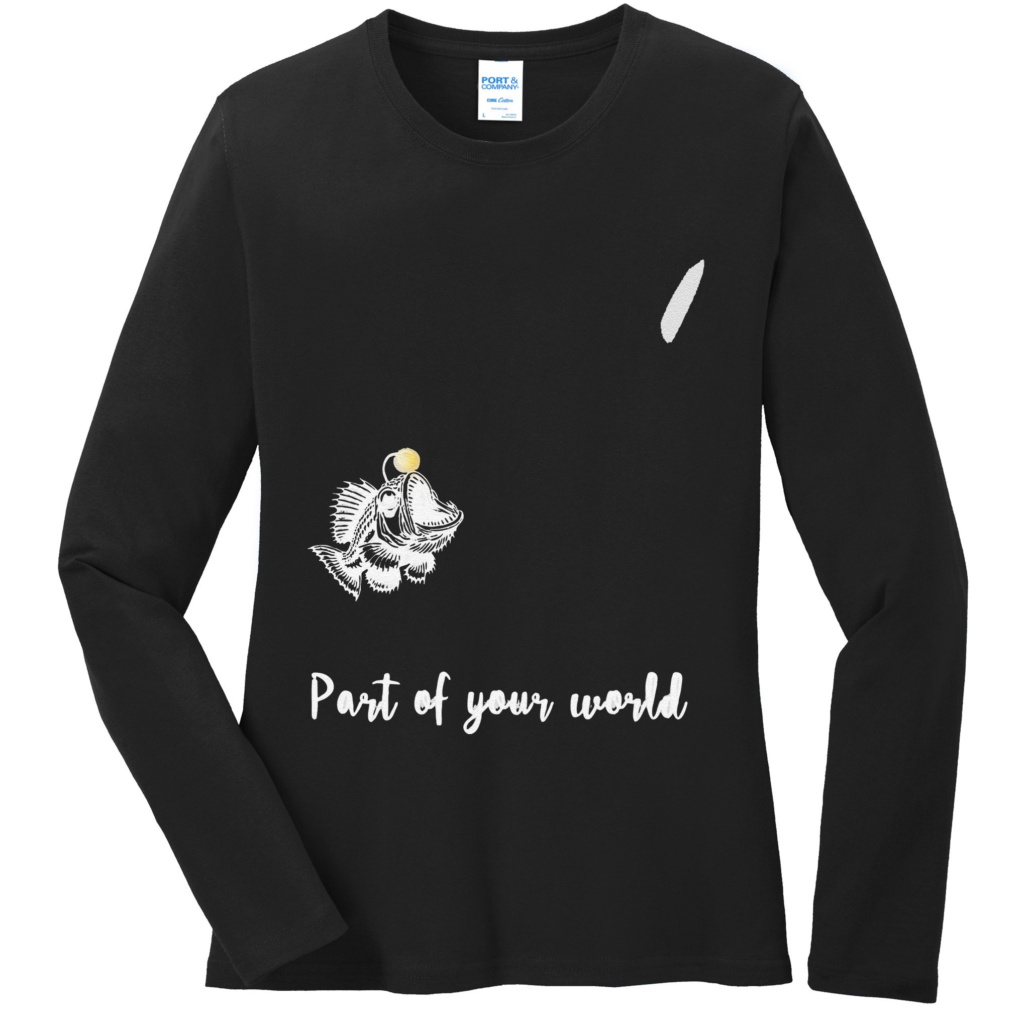 Angler Fish Deep Sea Cute Rip .Png Ladies Long Sleeve Shirt