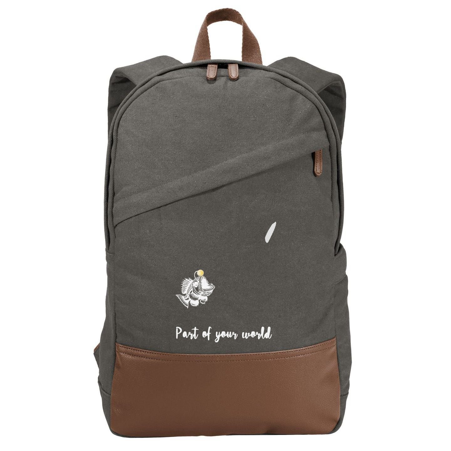 Angler Fish Deep Sea Cute Rip .Png Cotton Canvas Backpack