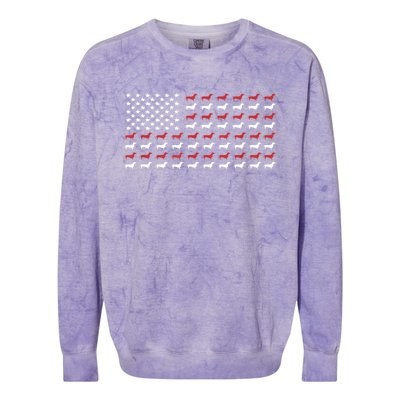 American Flag Dachshund Patriotic Gift Funny Dachshund Doxie Lover Gift Colorblast Crewneck Sweatshirt