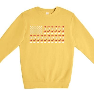 American Flag Dachshund Patriotic Gift Funny Dachshund Doxie Lover Gift Premium Crewneck Sweatshirt