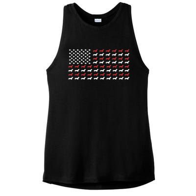 American Flag Dachshund Patriotic Gift Funny Dachshund Doxie Lover Gift Ladies PosiCharge Tri-Blend Wicking Tank