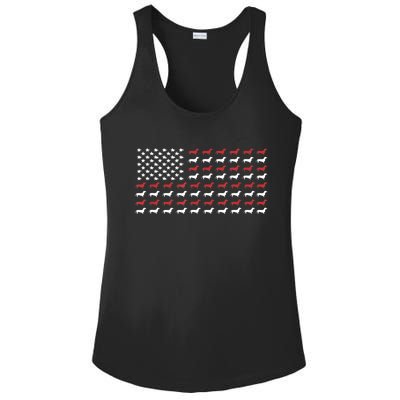 American Flag Dachshund Patriotic Gift Funny Dachshund Doxie Lover Gift Ladies PosiCharge Competitor Racerback Tank