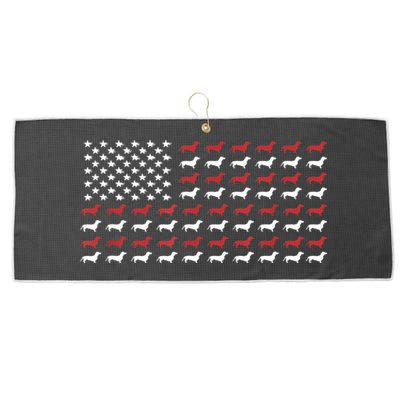 American Flag Dachshund Patriotic Gift Funny Dachshund Doxie Lover Gift Large Microfiber Waffle Golf Towel