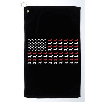 American Flag Dachshund Patriotic Gift Funny Dachshund Doxie Lover Gift Platinum Collection Golf Towel