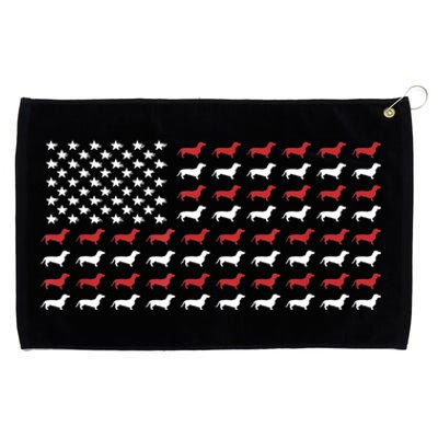 American Flag Dachshund Patriotic Gift Funny Dachshund Doxie Lover Gift Grommeted Golf Towel