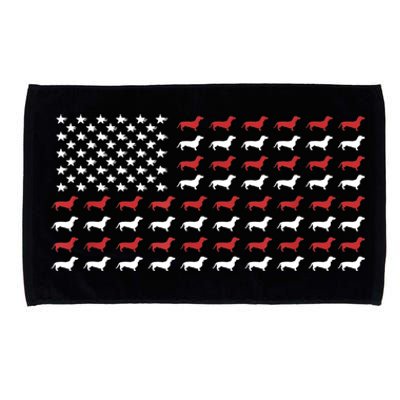 American Flag Dachshund Patriotic Gift Funny Dachshund Doxie Lover Gift Microfiber Hand Towel