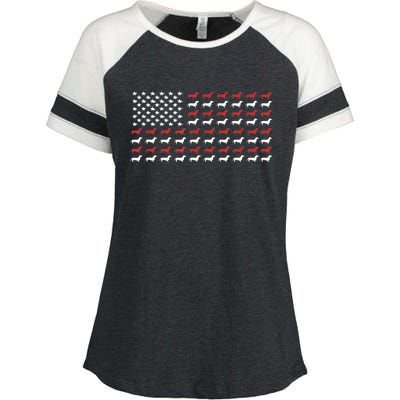 American Flag Dachshund Patriotic Gift Funny Dachshund Doxie Lover Gift Enza Ladies Jersey Colorblock Tee