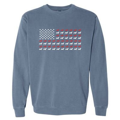 American Flag Dachshund Patriotic Gift Funny Dachshund Doxie Lover Gift Garment-Dyed Sweatshirt