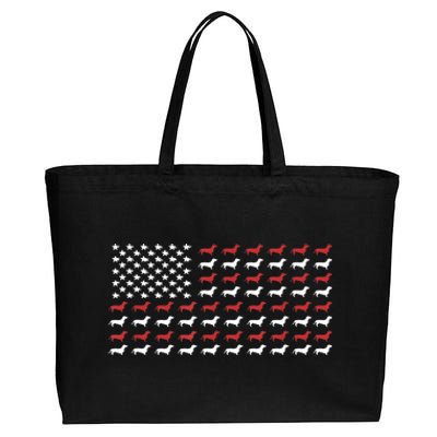 American Flag Dachshund Patriotic Gift Funny Dachshund Doxie Lover Gift Cotton Canvas Jumbo Tote