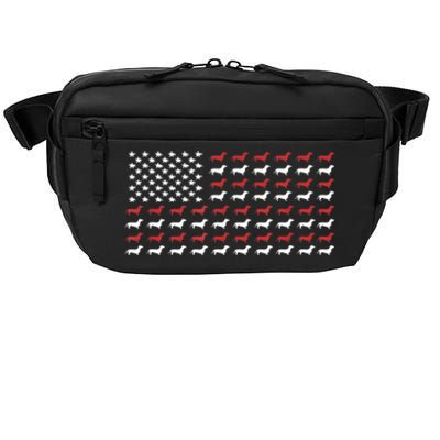 American Flag Dachshund Patriotic Gift Funny Dachshund Doxie Lover Gift Crossbody Pack