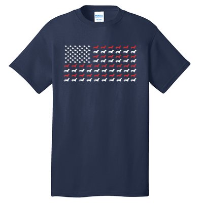 American Flag Dachshund Patriotic Gift Funny Dachshund Doxie Lover Gift Tall T-Shirt