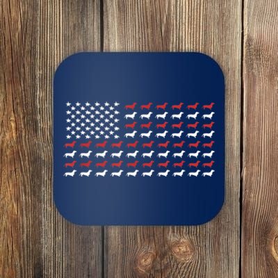 American Flag Dachshund Patriotic Gift Funny Dachshund Doxie Lover Gift Coaster