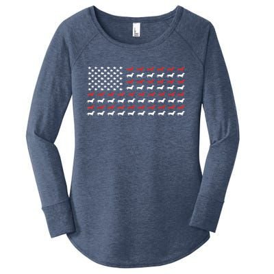 American Flag Dachshund Patriotic Gift Funny Dachshund Doxie Lover Gift Women's Perfect Tri Tunic Long Sleeve Shirt