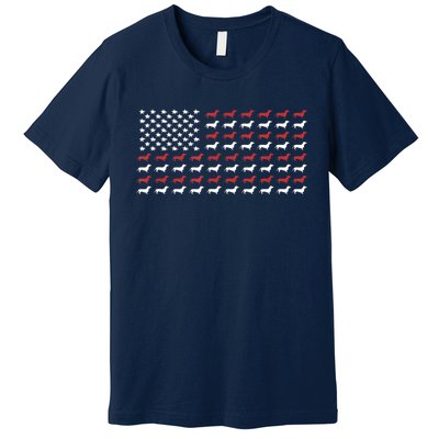 American Flag Dachshund Patriotic Gift Funny Dachshund Doxie Lover Gift Premium T-Shirt