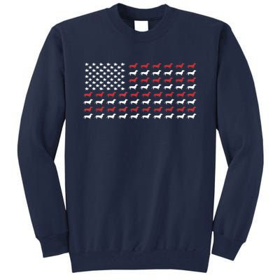 American Flag Dachshund Patriotic Gift Funny Dachshund Doxie Lover Gift Tall Sweatshirt