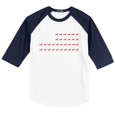 American Flag Dachshund Patriotic Gift Funny Dachshund Doxie Lover Gift Baseball Sleeve Shirt