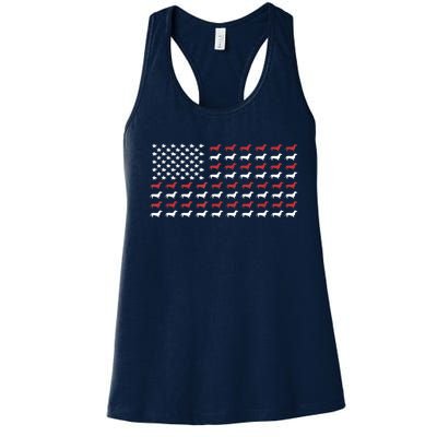 American Flag Dachshund Patriotic Gift Funny Dachshund Doxie Lover Gift Women's Racerback Tank