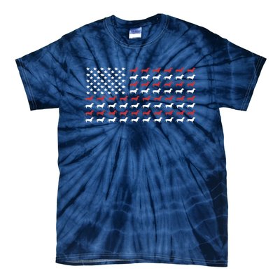 American Flag Dachshund Patriotic Gift Funny Dachshund Doxie Lover Gift Tie-Dye T-Shirt