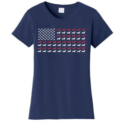 American Flag Dachshund Patriotic Gift Funny Dachshund Doxie Lover Gift Women's T-Shirt