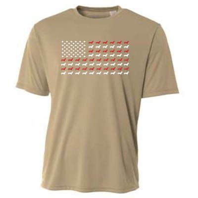 American Flag Dachshund Patriotic Gift Funny Dachshund Doxie Lover Gift Cooling Performance Crew T-Shirt