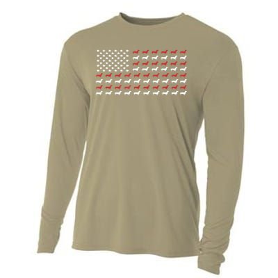 American Flag Dachshund Patriotic Gift Funny Dachshund Doxie Lover Gift Cooling Performance Long Sleeve Crew