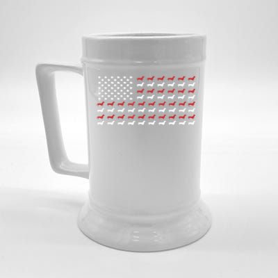 American Flag Dachshund Patriotic Gift Funny Dachshund Doxie Lover Gift Beer Stein