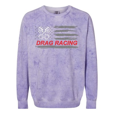 American Flag Drag Racing Car Lover Gift Idea Mm Colorblast Crewneck Sweatshirt