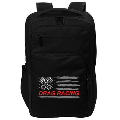 American Flag Drag Racing Car Lover Gift Idea Mm Impact Tech Backpack