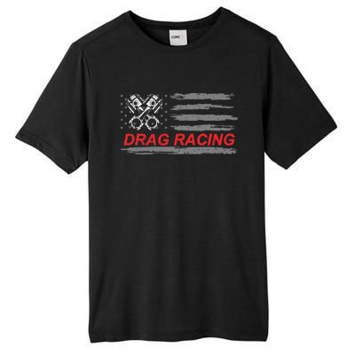 American Flag Drag Racing Car Lover Gift Idea Mm Tall Fusion ChromaSoft Performance T-Shirt