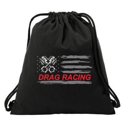 American Flag Drag Racing Car Lover Gift Idea Mm Drawstring Bag