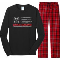 American Flag Drag Racing Car Lover Gift Idea Mm Long Sleeve Pajama Set