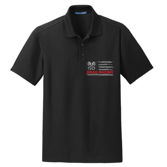 American Flag Drag Racing Car Lover Gift Idea Mm Dry Zone Grid Polo