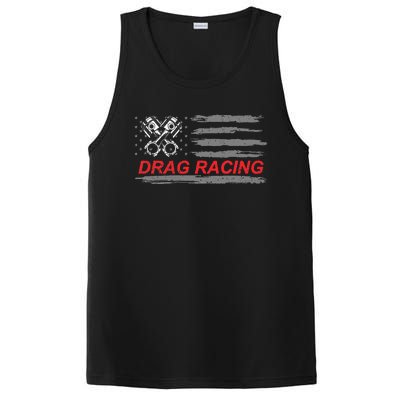 American Flag Drag Racing Car Lover Gift Idea Mm PosiCharge Competitor Tank