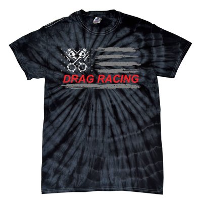 American Flag Drag Racing Car Lover Gift Idea Mm Tie-Dye T-Shirt