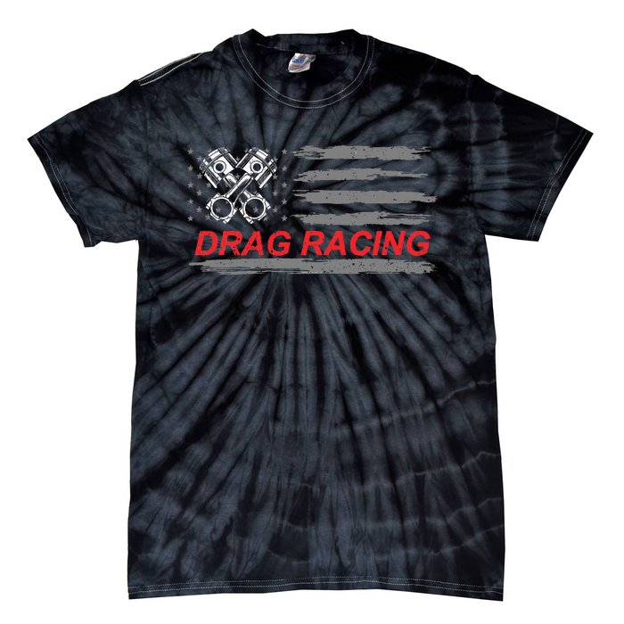 American Flag Drag Racing Car Lover Gift Idea Mm Tie-Dye T-Shirt