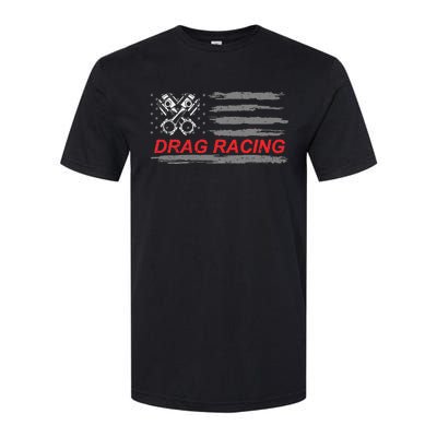 American Flag Drag Racing Car Lover Gift Idea Mm Softstyle CVC T-Shirt