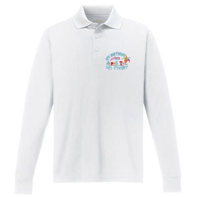 April Fools Day Birthday Its My Birthday Funny Performance Long Sleeve Polo