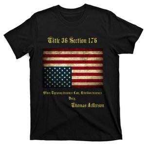 American Flag Distress Upside Down Thomas Jefferson Patriot T-Shirt