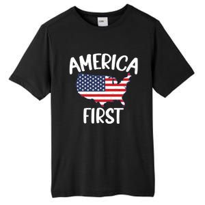 America First Donald Trump Gift 2024 Election Gift Tall Fusion ChromaSoft Performance T-Shirt