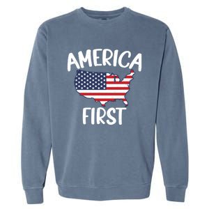 America First Donald Trump Gift 2024 Election Gift Garment-Dyed Sweatshirt