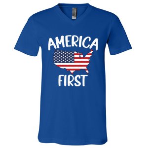 America First Donald Trump Gift 2024 Election Gift V-Neck T-Shirt