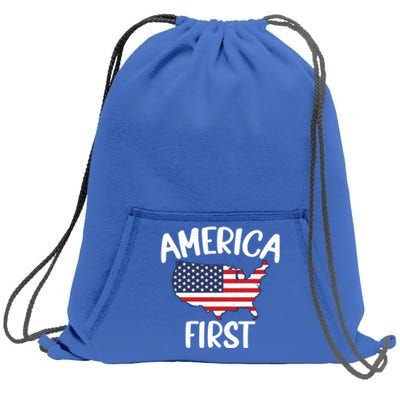 America First Donald Trump Gift 2024 Election Gift Sweatshirt Cinch Pack Bag